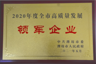 九州酷游医药下属山东九州酷游药业喜获潍坊市“高质量生长领军企业”声誉称呼
